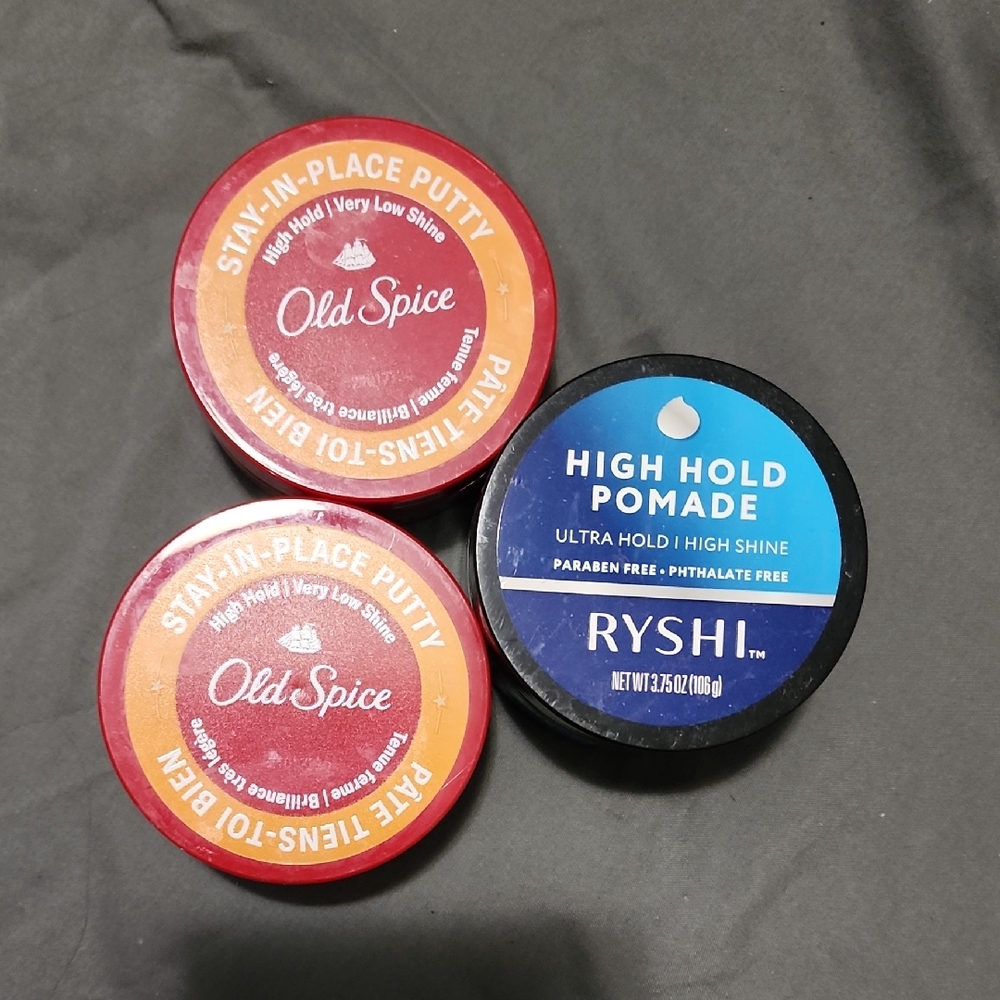 Old Spice Stay-In-Place Putty and Ryshi High Hold Pomade